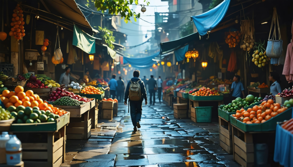 découvrez le voyage vibrant d'un globe-trotter en 24 heures, des étals animés du matin aux ruelles mystérieuses de la nuit, pour une aventure urbaine inoubliable.