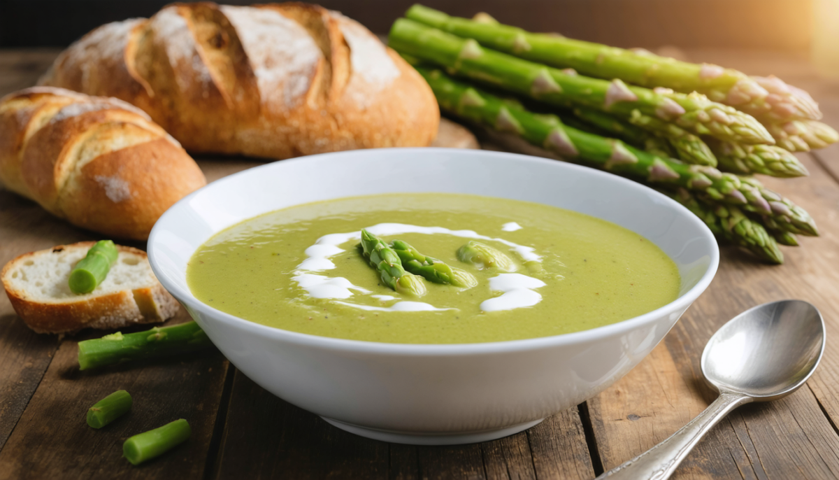 découvrez notre recette simple et rapide de velouté d'asperges, un plat onctueux et délicieux à préparer facilement chez vous pour savourer le goût frais des asperges.