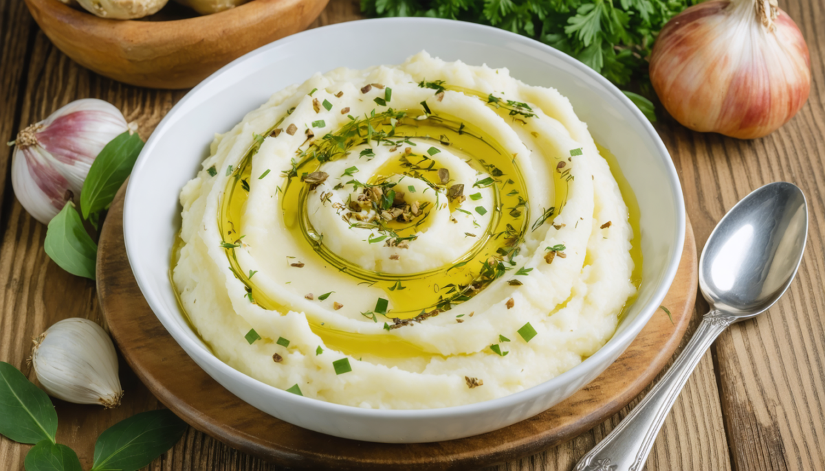 découvrez une recette simple et savoureuse de purée de pommes de terre à l'huile d'olive, idéale pour accompagner vos plats et ravir vos papilles.
